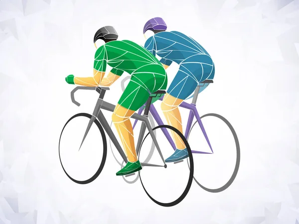 Radtour, Track, Fahrrad, geometrischer, stilisierter Vektor für Radfahrer. Ein junger Mann fährt Fahrrad. Sportliche Aktivität. — Stockvektor