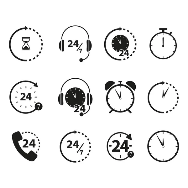 Ensemble d'icônes non stop 24 fois — Image vectorielle