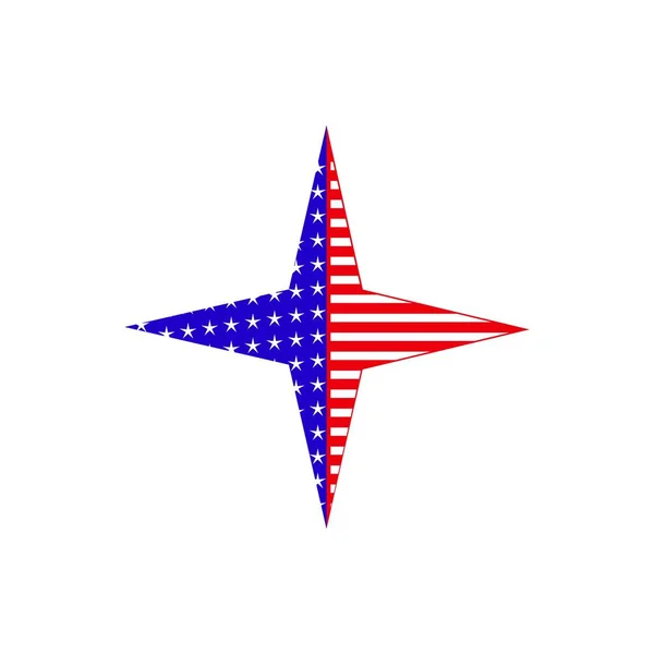 Bintang Amerika Serikat ikon bendera - Stok Vektor