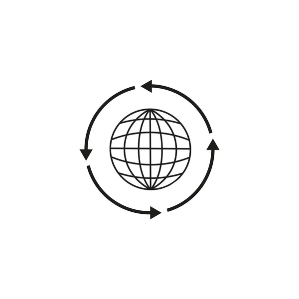 Em torno do ícone globo mundial — Vetor de Stock