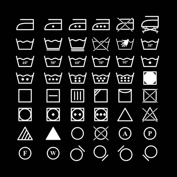 Set of laundry instruction icons — Stock Vector