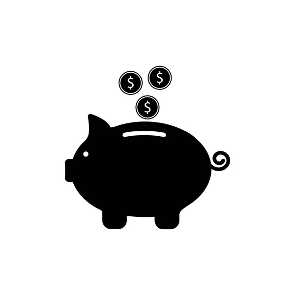 Piggy banco ícone preto — Vetor de Stock