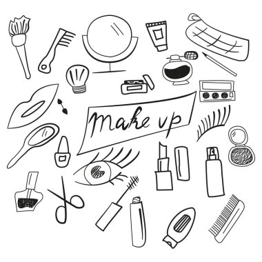 Makyaj için kadın ve kız çocuklarının simgeler kümesi