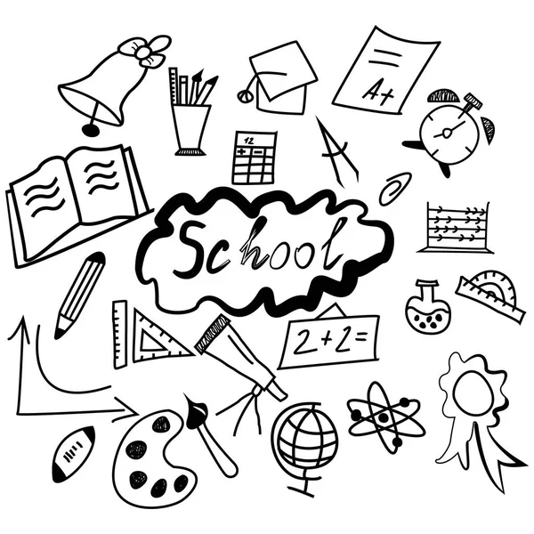 Geri okul simgeler siyah set