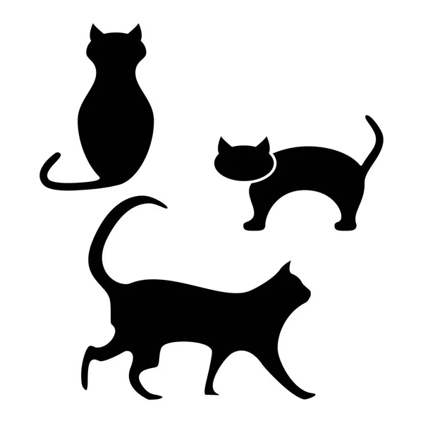 Black of cat of the helloween icons — Stock Vector