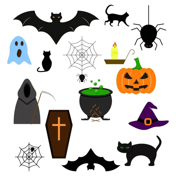 Halloween of the set icons color evil — Stock Vector