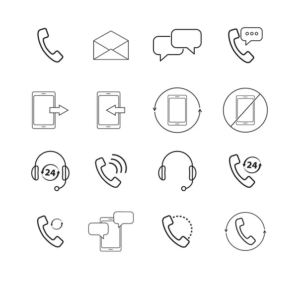 Ensemble d'icônes de messagerie de rappel de chat de soutien — Image vectorielle