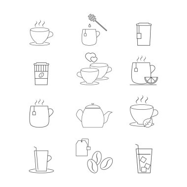 İçecek kahve veya çay simgeler kümesi