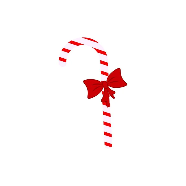 Un bastón de caramelo con iconos de arco Navidad — Archivo Imágenes Vectoriales