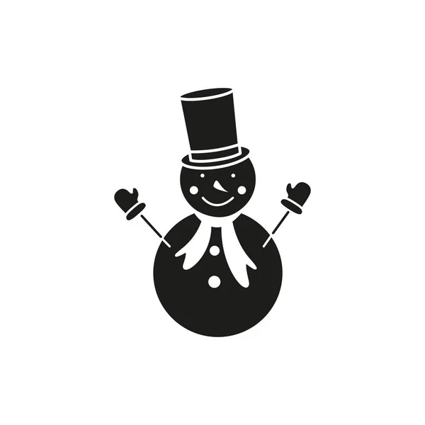 Ein Schneemann im Umriss schwarze Ikone Winter — Stockvektor