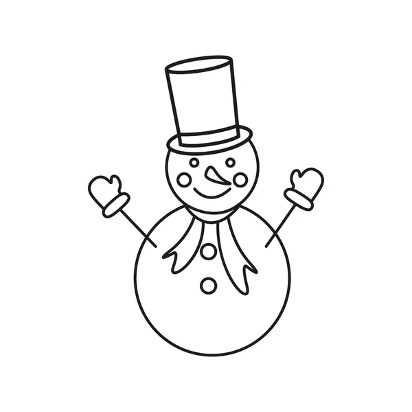 Um boneco de neve no inverno ícone esboço —  Vetores de Stock