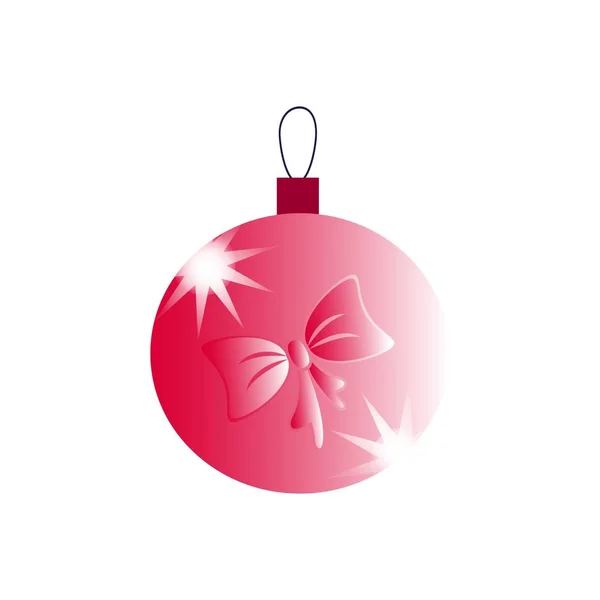 Una bola de Navidad con iconos de lazo rosa — Archivo Imágenes Vectoriales