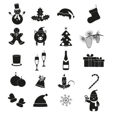 Neşeli Noel ve yeni yıl Icons set