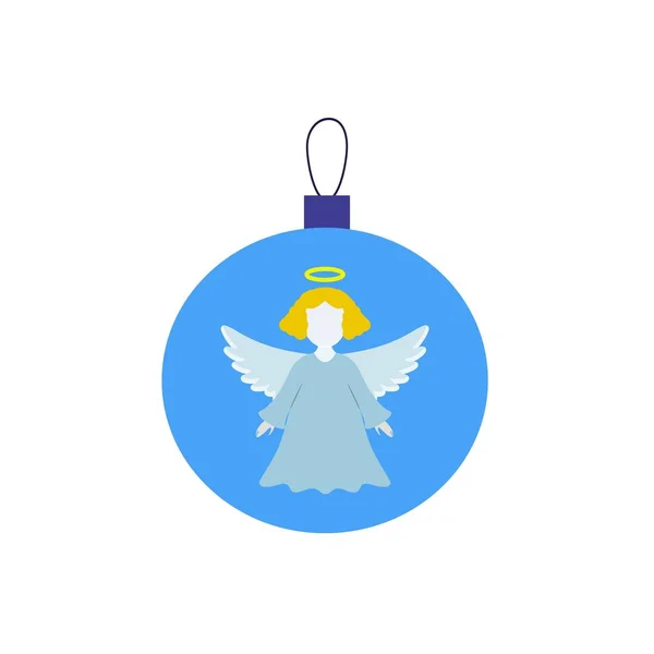 Uma bola de Natal com anjo de ícone — Vetor de Stock