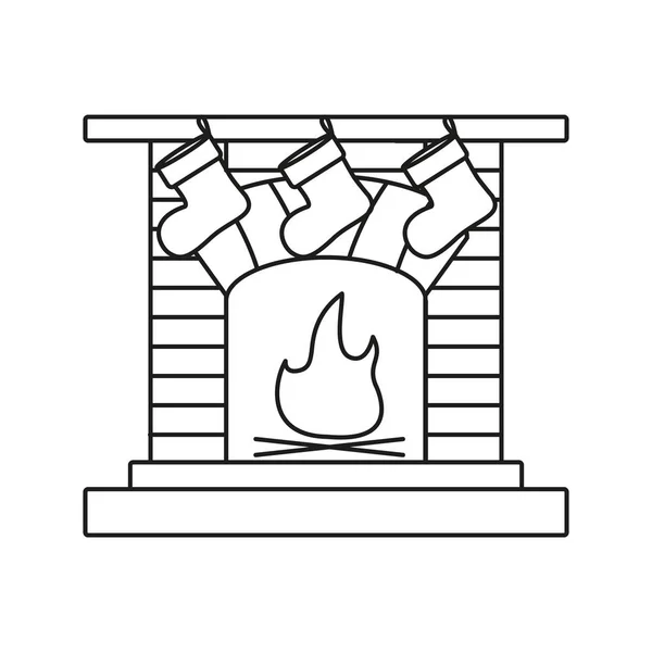 Una chimenea un hogar una chimenea un icono de repisa de chimenea — Vector de stock