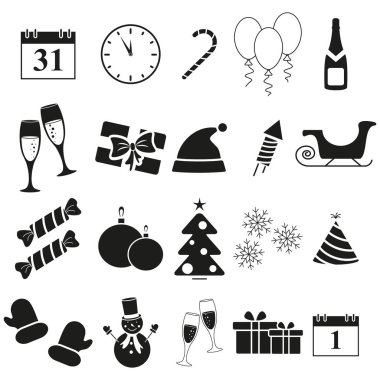 Neşeli Noel ve yeni yıl Icons set