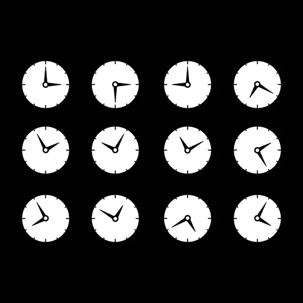 Set met verschillende tijdstippen og klok pictogrammen — Stockvector