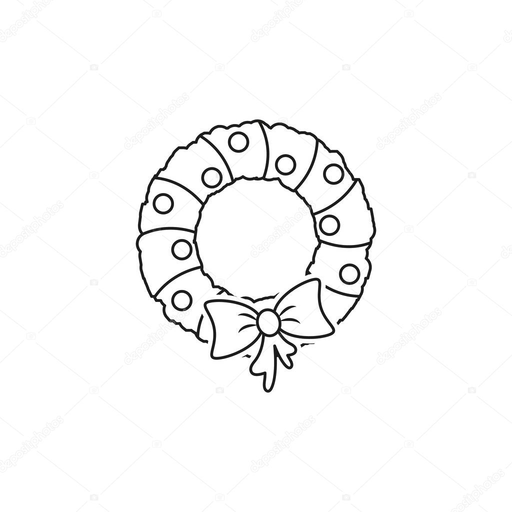 A New Year wreath with bow icons