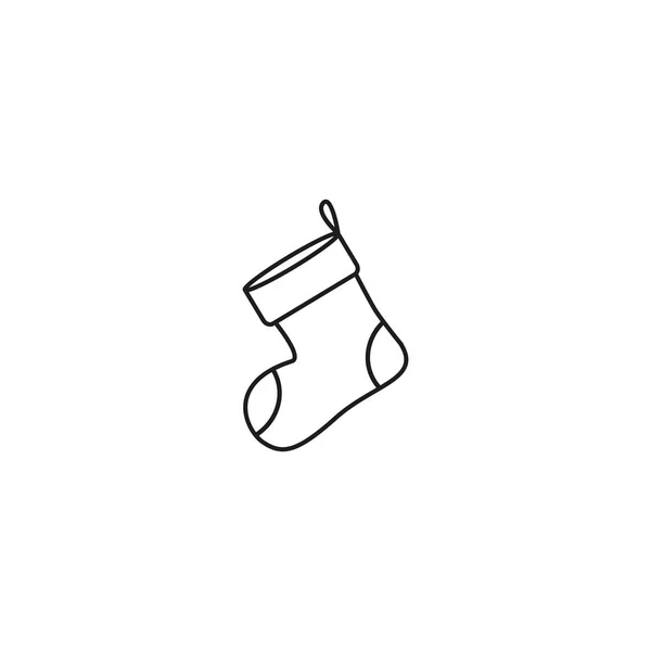 Une icône de Noël de chaussettes dans les grandes lignes — Image vectorielle