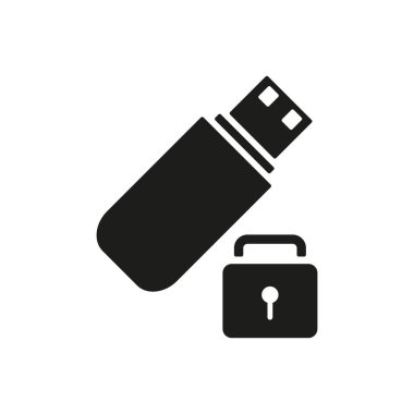 Bir Flash sürücü siyah kilit simgeleri