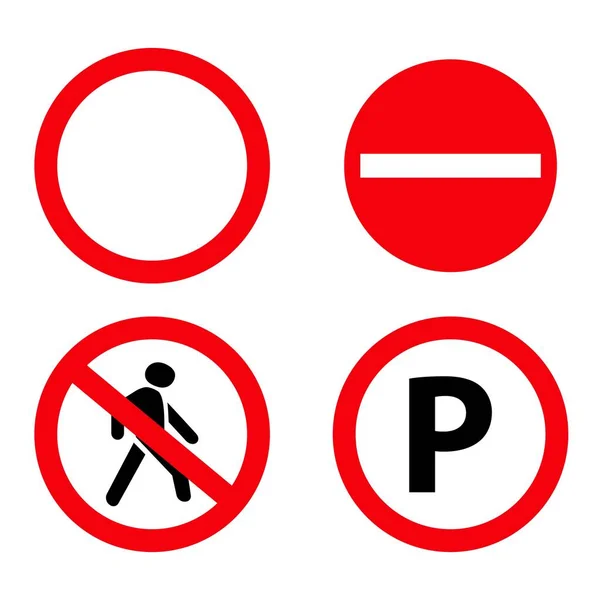 Conjunto de ícones de sinais de proibição de stop road Ilustrações De Stock Royalty-Free