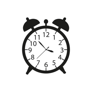 Yukarı bir saat simgesi siyah eşya içinde alarm