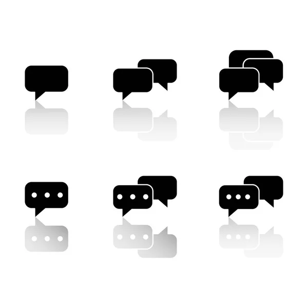 Conjunto de sms de comunicación con iconos de reflexión — Vector de stock