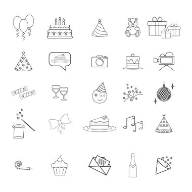 Ot Doğum günü partisi hapy gün Icons set