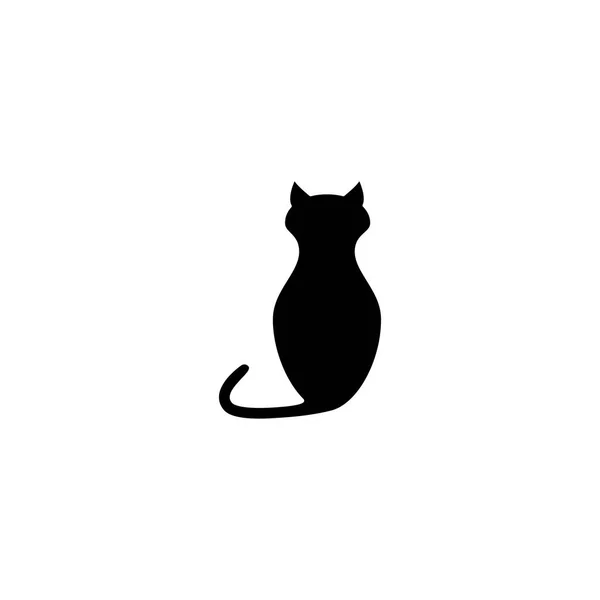 Negro de gato del animal icono — Vector de stock