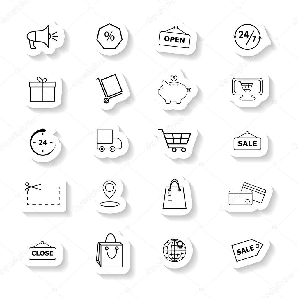 Set of Retail trade icons the stickers