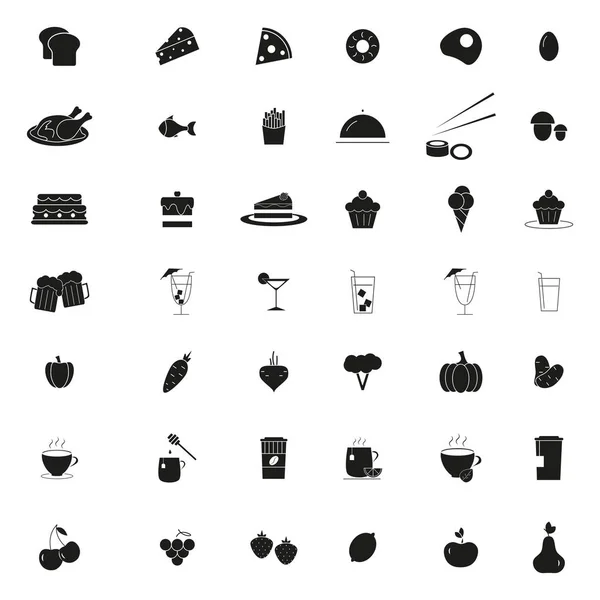 Food and drink set of 42 icons backgound — Stock Vector