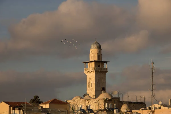 Minarete Mesquita Omer Cidade Velha Jerusalém Israel — Fotografia de Stock