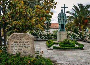 Statue of Pedro Alvares Cabral, navigator who discovered the land of Brazil in 1500, in his native town Belmonte clipart