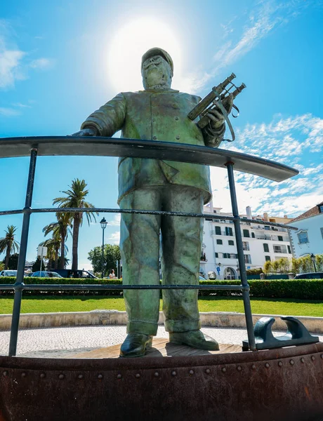 Dom Carlos heykel yaz günde Cascais şehir kıyı sokakta duruyor