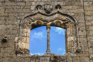 16. yüzyıl Portekizli kaşif, yeni dünya, Pedro Alvares Cabral 1500 Belmonte Castle, Portekiz, Doğum yeri, Manuelin tarzı pencere çerçevesi