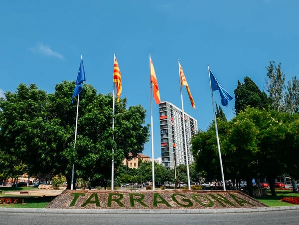 Sign welcoming visitors to Tarragona, Catalonia, Spain — Stock Photo, Image