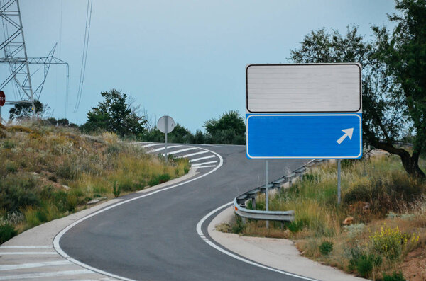 Blank road sign on highway. Add your own text