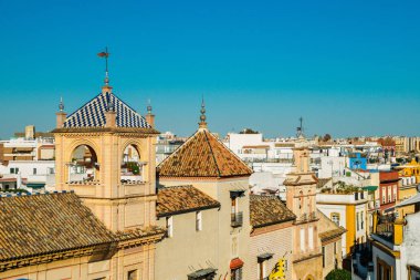 Düşük panoramik manzarası görüntüleme Seville, Endülüs, İspanya