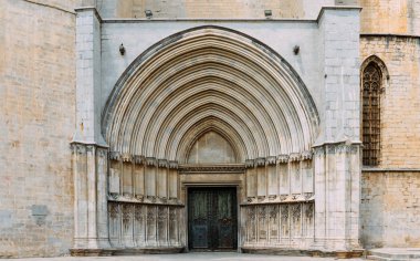 South Door, Cathedral of Saint Mary of Girona, Girona, Catalonia, Spain. clipart
