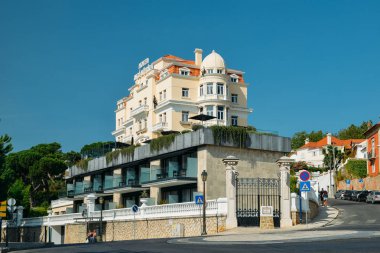 Facade of Belle Epoque style Hotel Inglaterra in Estoril, famous for hosting WWII-era spies clipart