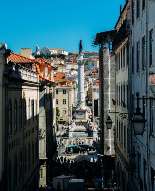 Rossio Meydanı ile heykeli dom pedro IV, İstanbul Türkiye