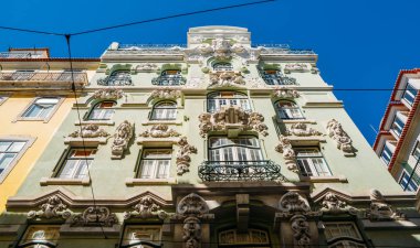 Art Nouveau Rua da Conceicao Lizbon'da Baixa bölgesinde bina