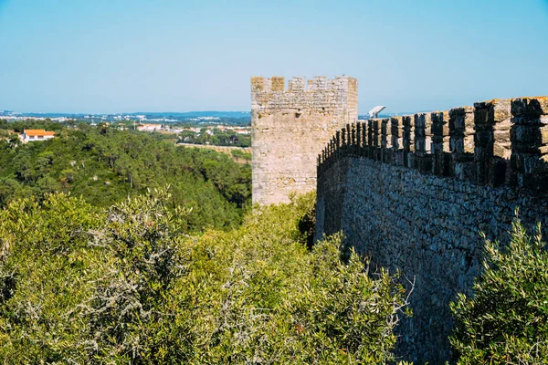 Muralhas de castelo fortificadas em Obidos, Distrito de Leiria, Pinhal Litoral, Portugal . — Fotografia de Stock