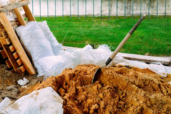 Boden Mit Schaufel Teelschaufel Für Schaufel Sand Verwendet Werden Das — Stockfoto