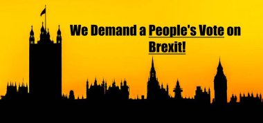 Brexit halklar mesaj Houses of Parliament, Londra arka plan ile oy