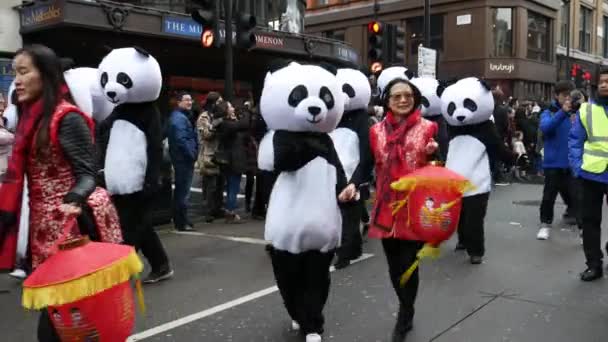 Londra Şubat 2019 Kutlama Çin Yeni Yılı Londra Ngiltere Oyuncular — Stok video