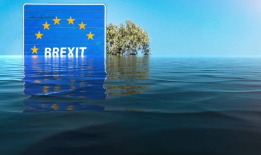 Sular altında Brexit işareti dijital manipülasyon - iklim değişikliği kavramı
