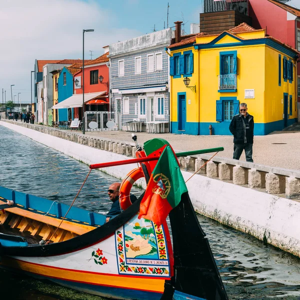 Αβέιρο Πορτογαλία Απριλίου 2019 Παραδοσιακά Σκάφη Στο Κανάλι Στο Αβέιρο — Φωτογραφία Αρχείου