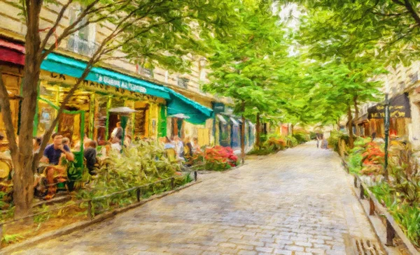 Parijs, Frankrijk in het voorjaar aquarel stijl olieverf — Stockfoto