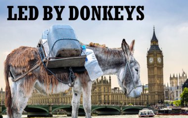 Eşekler Brexit konsepti, Londra, İngiltere önderliğinde